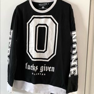 Killstar size Medium ZERO F*CKS GIVEN sweatshirt black and white